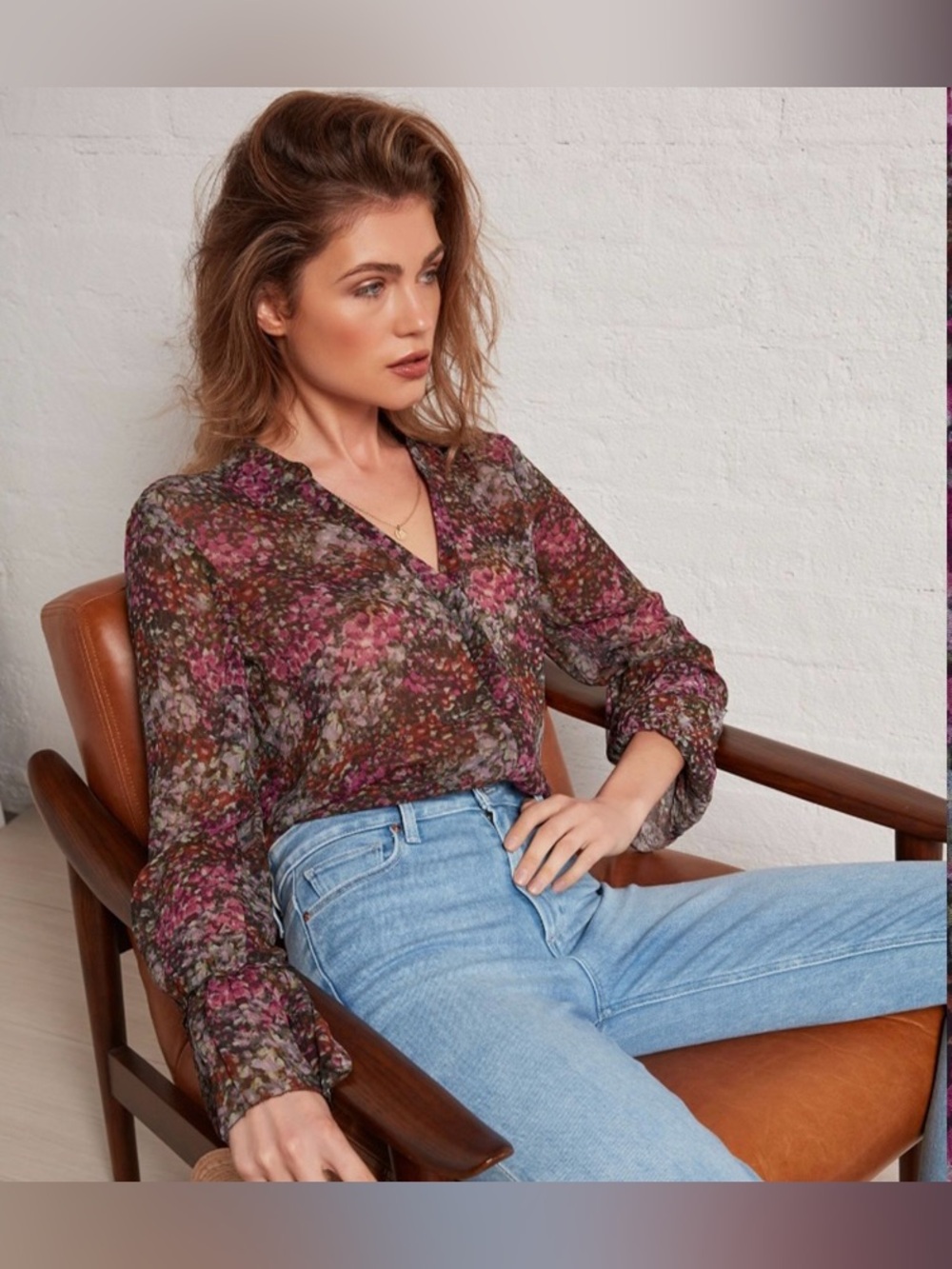 Women’s PAIGE Abriana Long Sleeve Silk Blouse in Dark Magenta - Size L